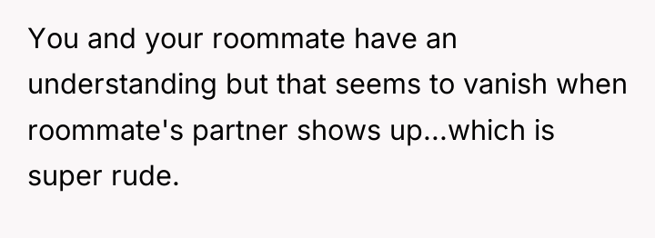 You and your roommate have an understanding but that seems...