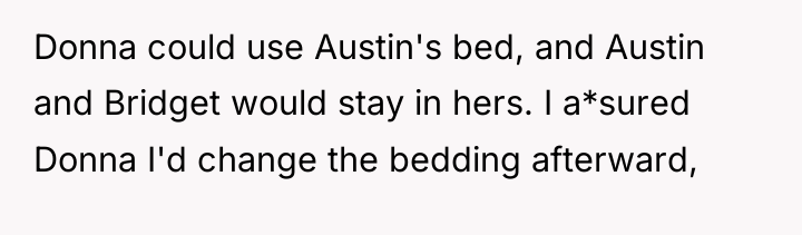 Donna could use Austin's bed, and Austin and Bridget would...