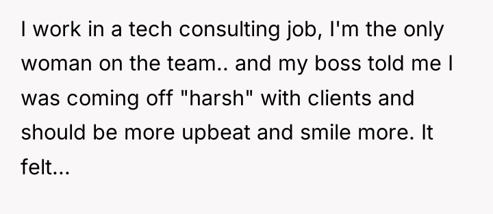 I work in a tech consulting job, I'm the only...