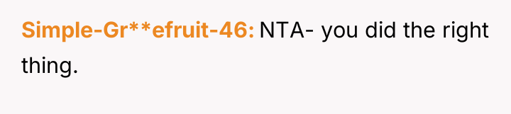 Simple-Gr**efruit-46 NTA- you did the right thing.