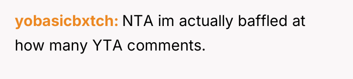 yobasicbxtch NTA im actually baffled at how many YTA comments.