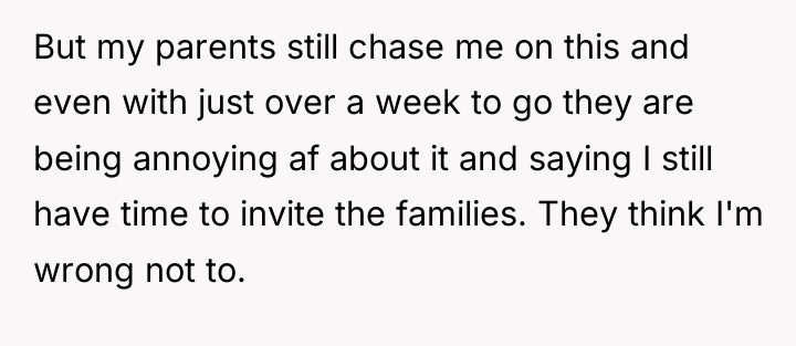 But my parents still chase me on this and even...