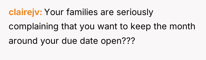 clairejv Your families are seriously complaining that you want to...