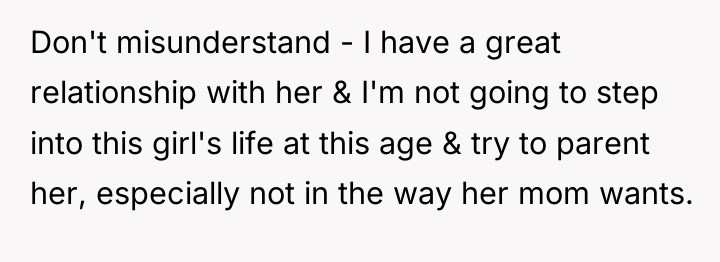 Don't misunderstand - I have a great relationship with her...