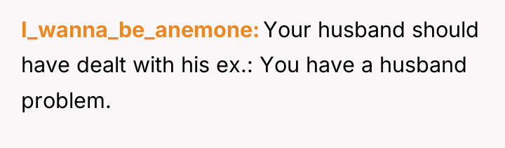 I_wanna_be_anemone Your husband should have dealt with his ex.: You...