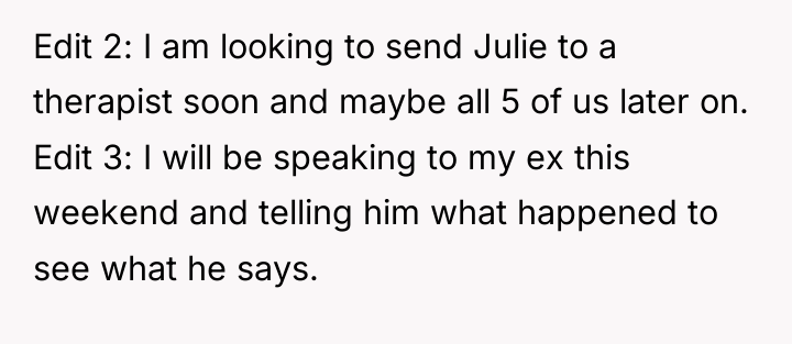Edit 2: I am looking to send Julie to a...