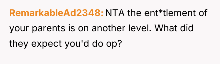 RemarkableAd2348 NTA the ent*tlement of your parents is on another...