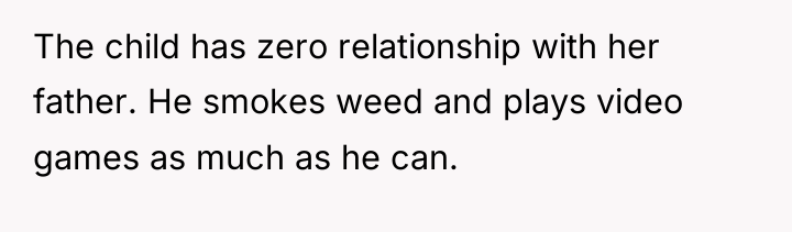 The child has zero relationship with her father. He smokes...
