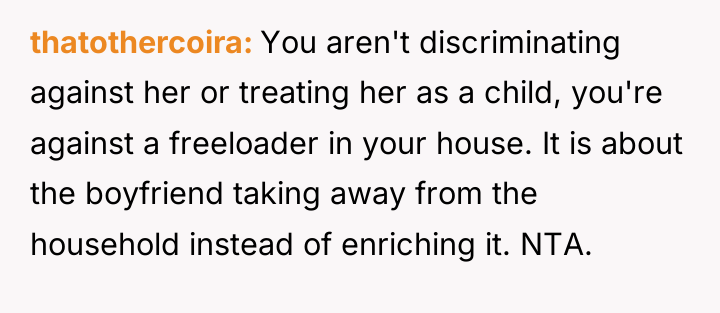 thatothercoira You aren't discriminating against her or treating her as...