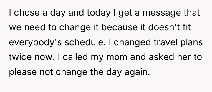 I chose a day and today I get a message...