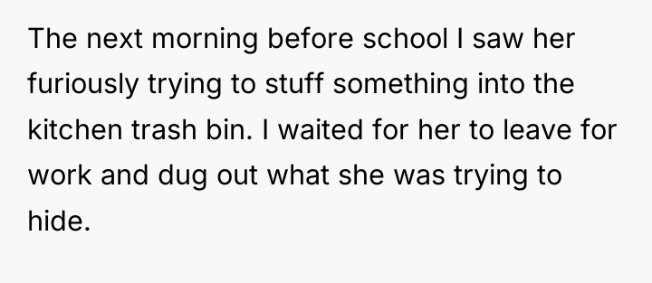 The next morning before school I saw her furiously trying...