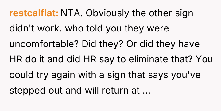 restcalflat NTA. Obviously the other sign didn't work. who told...