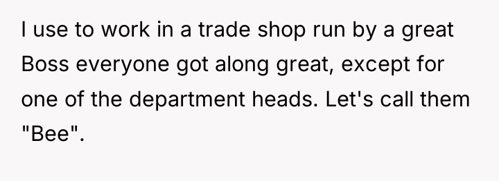 I use to work in a trade shop run by...