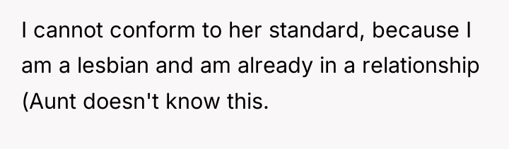 I cannot conform to her standard, because I am a...