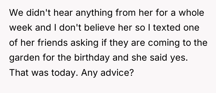 We didn't hear anything from her for a whole week...