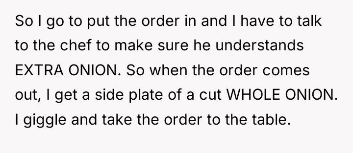 So I go to put the order in and I...