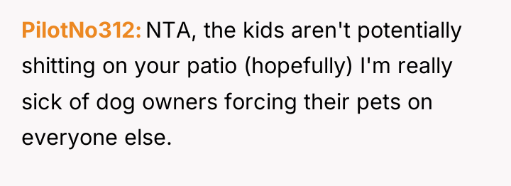 PilotNo312 NTA, the kids aren't potentially shitting on your patio...