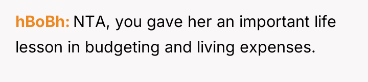 hBoBh NTA, you gave her an important life lesson in...