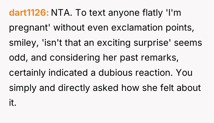 dart1126 NTA. To text anyone flatly 'I'm pregnant' without even...