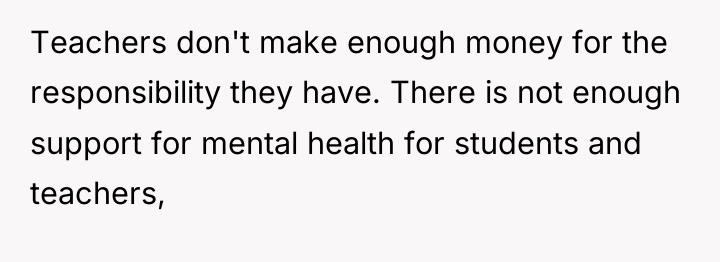 Teachers don't make enough money for the responsibility they have....