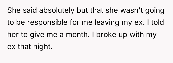She said absolutely but that she wasn't going to be...