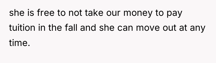 she is free to not take our money to pay...