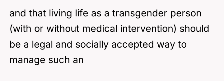 and that living life as a transgender person (with or...