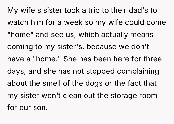 My wife's sister took a trip to their dad's to...
