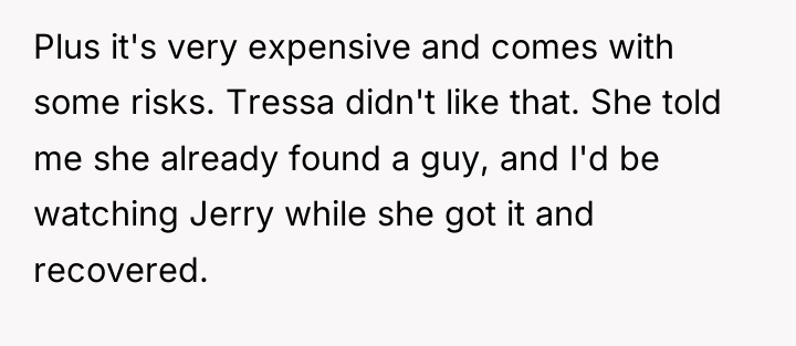 Plus it's very expensive and comes with some risks. Tressa...