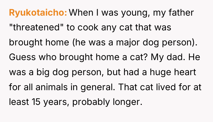 Ryukotaicho When I was young, my father "threatened" to cook...