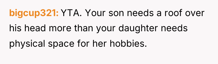 bigcup321 YTA. Your son needs a roof over his head...