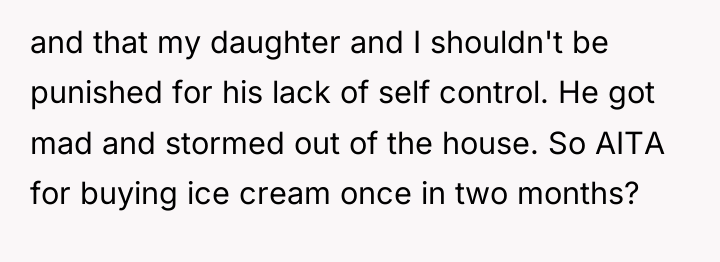 and that my daughter and I shouldn't be punished for...