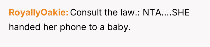 RoyallyOakie Consult the law.: NTA....SHE handed her phone to a...