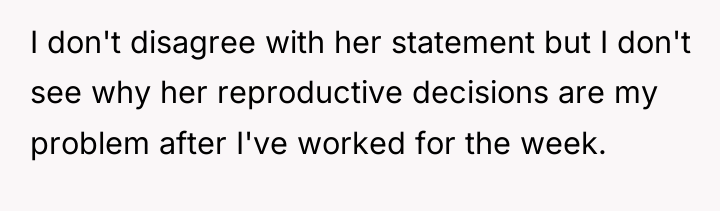 I don't disagree with her statement but I don't see...