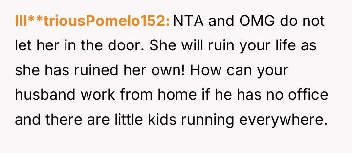 Ill**triousPomelo152 NTA and OMG do not let her in the...