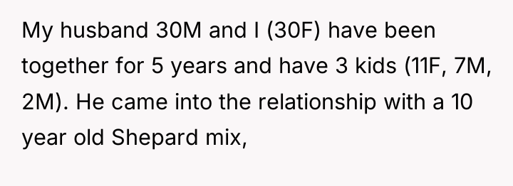 My husband 30M and I (30F) have been together for...