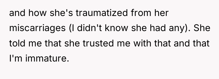 and how she's traumatized from her miscarriages (I didn't know...