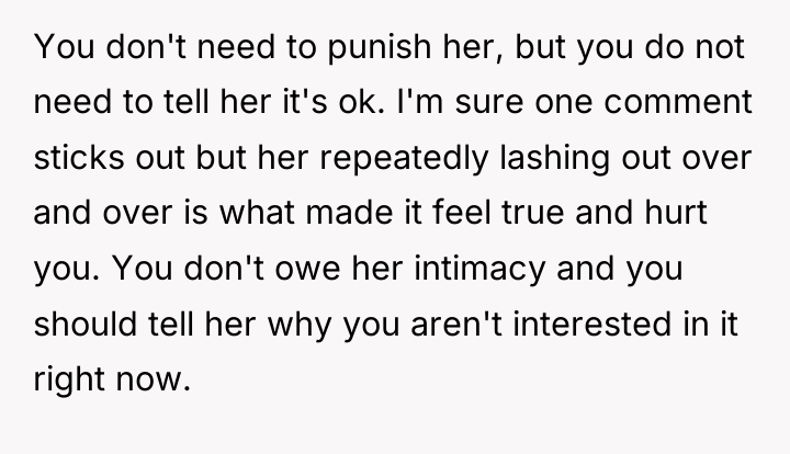 You don't need to punish her, but you do not...