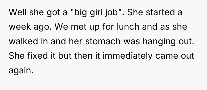 Well she got a "big girl job". She started a...