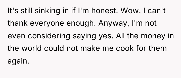 It's still sinking in if I'm honest. Wow. I can't...