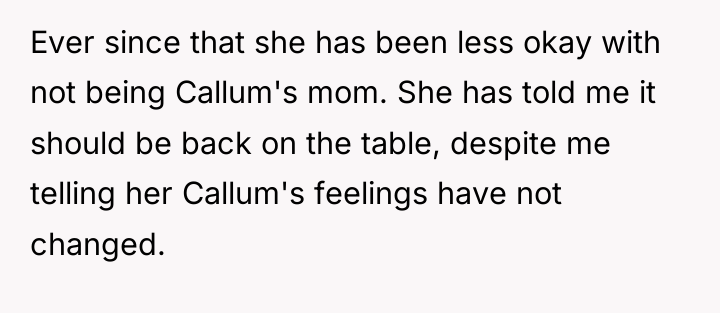 Ever since that she has been less okay with not...