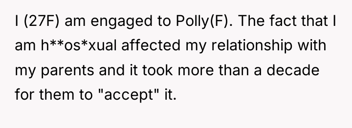 I (27F) am engaged to Polly(F). The fact that I...