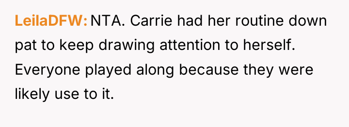 LeilaDFW NTA. Carrie had her routine down pat to keep...