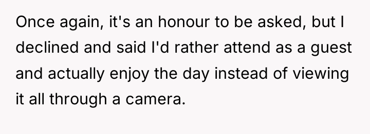 Once again, it's an honour to be asked, but I...