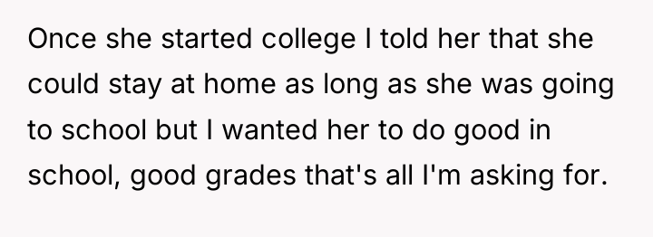 Once she started college I told her that she could...