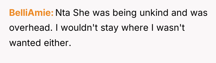 BelliAmie Nta She was being unkind and was overhead. I...