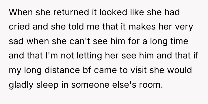 When she returned it looked like she had cried and...