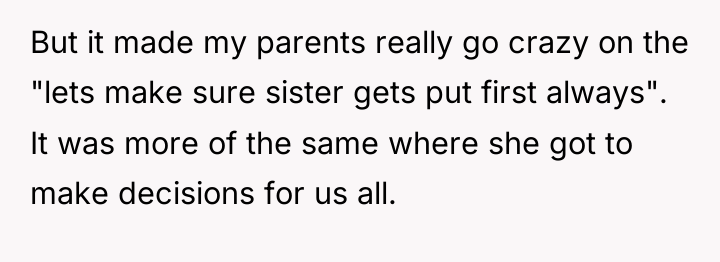 But it made my parents really go crazy on the...