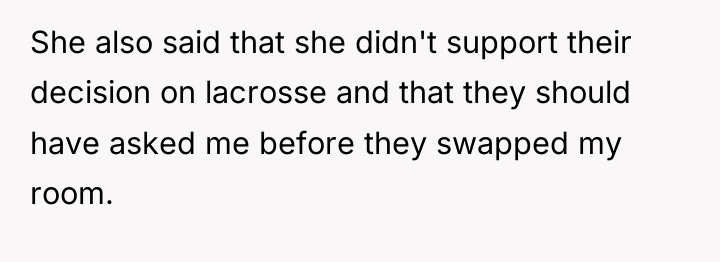 She also said that she didn't support their decision on...