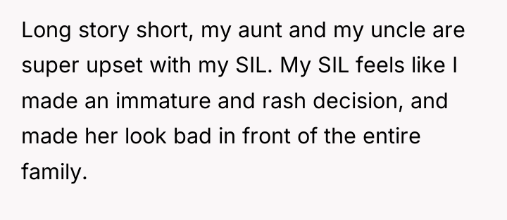 Long story short, my aunt and my uncle are super...
